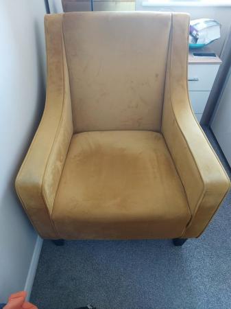 Image 2 of Velvet mustard (ochre ) occasional chair
