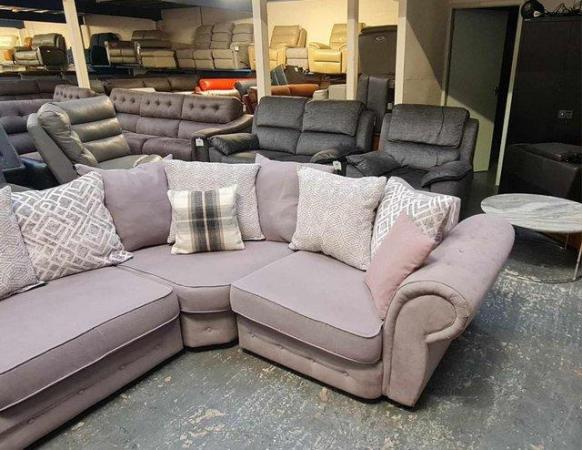 Image 4 of Gracie grey fabric chesterfield style corner sofa