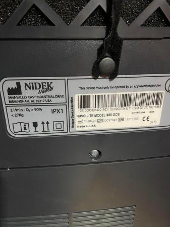 Image 3 of New nidek Nuvo lite 5 LPM oxygen concentrator