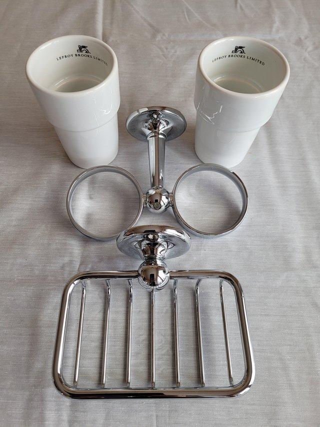 Preview of the first image of Lefroy Brooks Limited Double Cup Holder, Cups and Soap Dish.