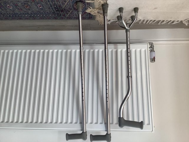 Preview of the first image of Aluminium Quad cane & two walking sticks.