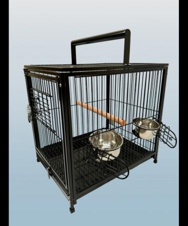 Image 5 of Parrot Supplies Premium Parrot Travel Cage - Black