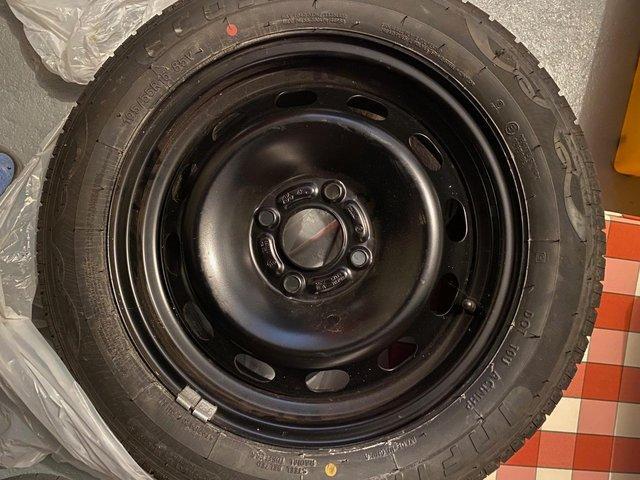 Preview of the first image of Car Steel Wheel for sale complete with Brand New Tyre.