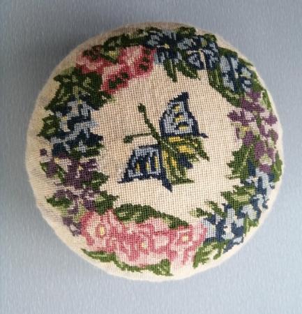Image 3 of Small Round Tapestry Footstool.