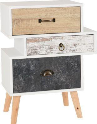 Preview of the first image of Nordic 3 drawer bedside in white/distressed.