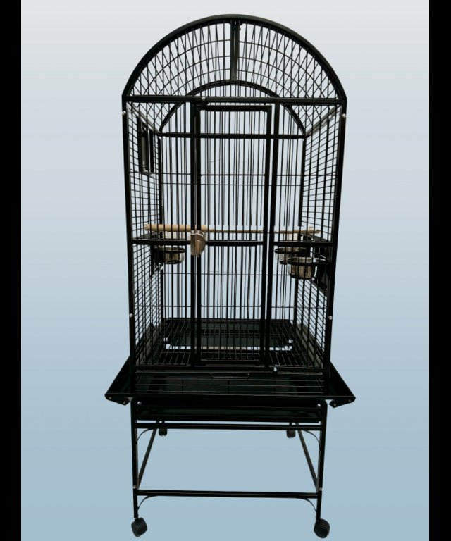 Preview of the first image of Parrot-Supplies Michigan Dome Top Parrot Cage Black.