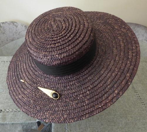 Image 1 of STYLISH BLACK STRAW HIT AND FEATURE HATPIN