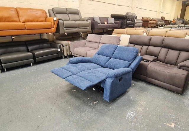 Image 4 of New Pancho blue fabic manual recliner 2 seater sofa