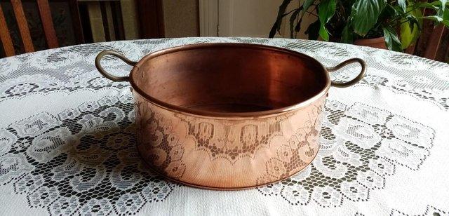 Image 2 of Antique copper planter with brass handles