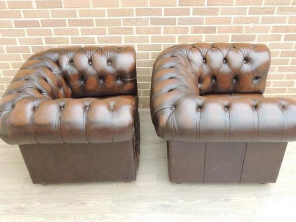 Image 10 of Pair of Fully Buttoned Chesterfield Armchairs (UK Delivery)