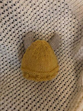 Image 1 of Hand knit and crocheted baby hats