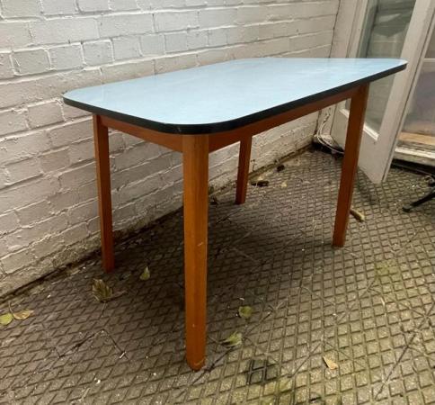 Image 2 of Student kids small low desk table vintage mid century blue F