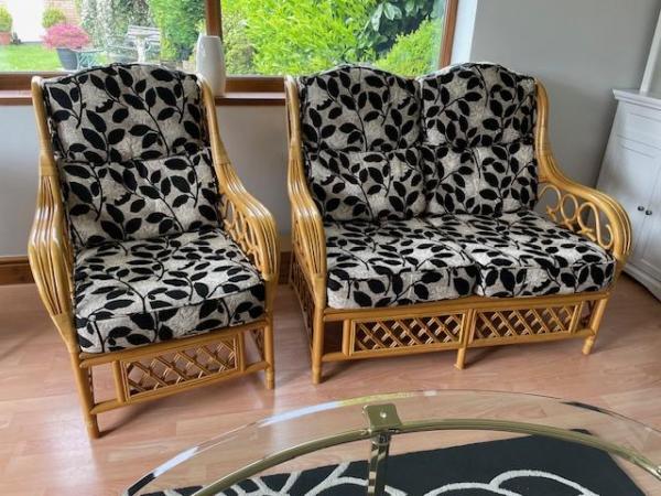 Image 1 of Cane Furniture 2 Seater & Chair