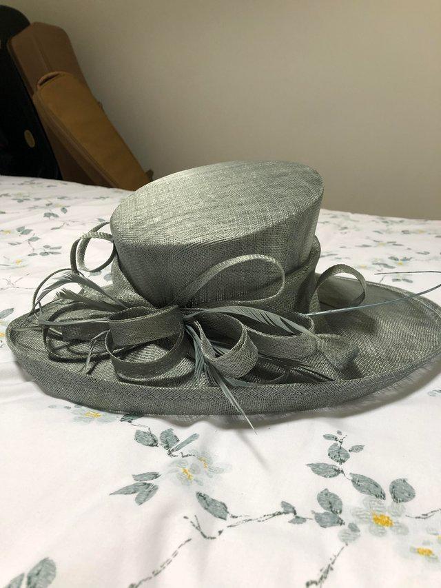 Preview of the first image of Gorgeous wedding hat duck egg green.