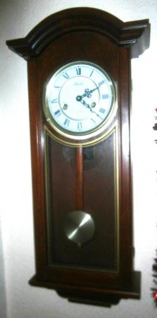 Image 1 of Vintage Lincoln 31 Day Chiming Wall Clock  mahogany, working