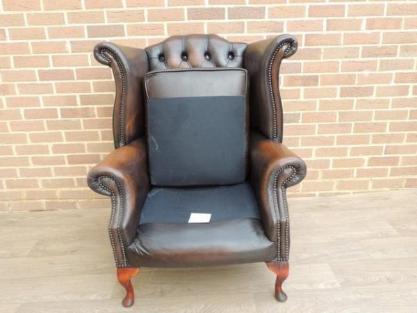 Image 11 of Queen Anne Golden Brown Armchair Chesterfield (UK Delivery)