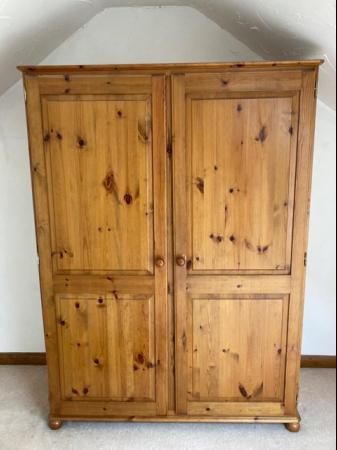 Image 2 of Solid wood large double antique pine wardrobe