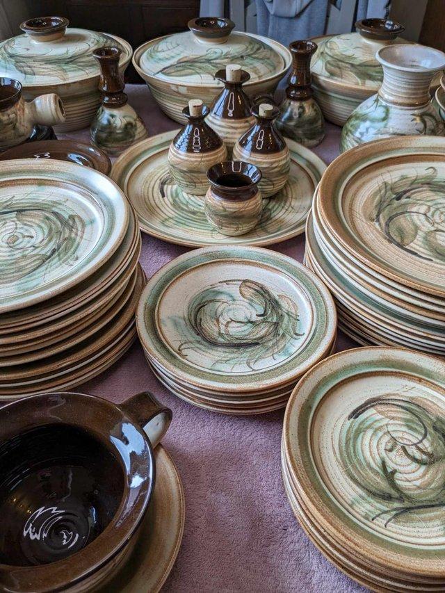 Preview of the first image of Vintage Studio Pottery Dinner Set Comprising of 82 Pieces..