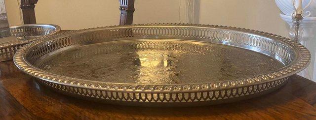 Image 3 of Vintage Silver Plated Gallery Large Serving Tray