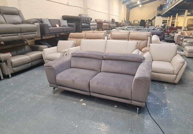 Image 2 of New Sienna grey fabric electric recliner 3 seater sofa