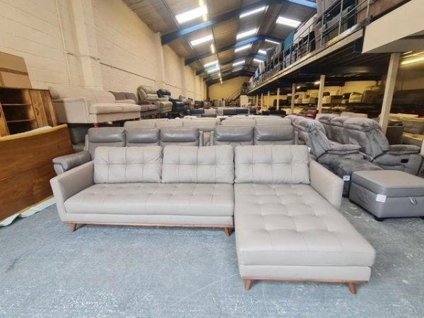 Image 10 of Dwell Albi grey leather chaise corner sofa