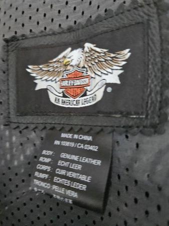 Image 2 of Harley Davidson black leather waistcoat.Genuine.Large (mens)