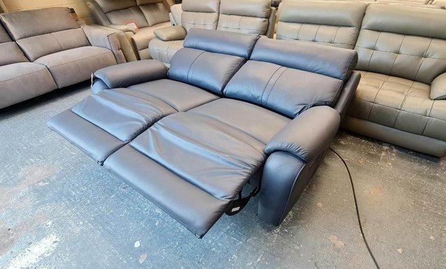 Image 3 of La-z-boy Winchester blue leather electric 3 seater sofa