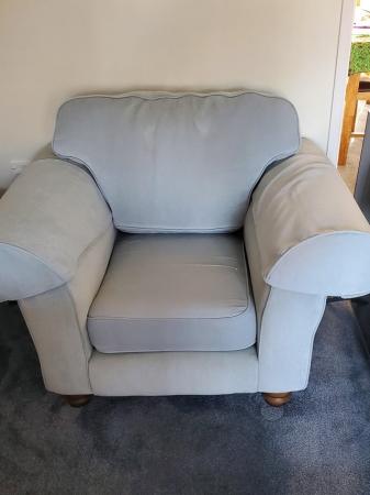 Image 2 of Armchair in pale blue  ,good condition