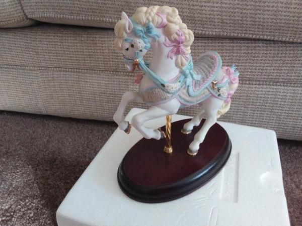 Image 6 of FINE BISQUE PORCELAIN CAROUSEL HORSE WITH 24KT GOLD
