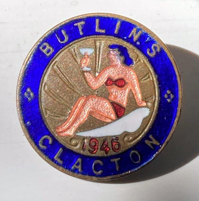 Preview of the first image of RARE VINTAGE 1946 BUTLIN'S CLACTON PIN BADGE BUTLINS CAMP.