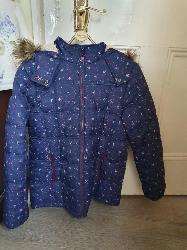 Preview of the first image of Childrens Fat Face padded jacket with hood.
