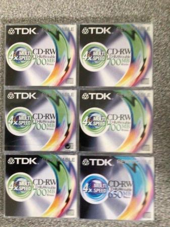 Image 1 of 6 TDK CD-RW 700 MB Unused Rewritable CD 80 min