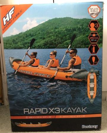Image 2 of Kayak rapid inflatable triple seater slightly used boxed