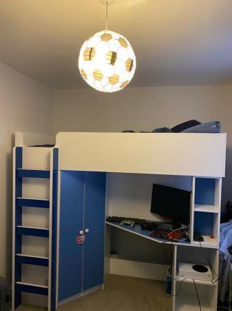 Image 3 of Miami high sleeper bed with wardrobe and desk