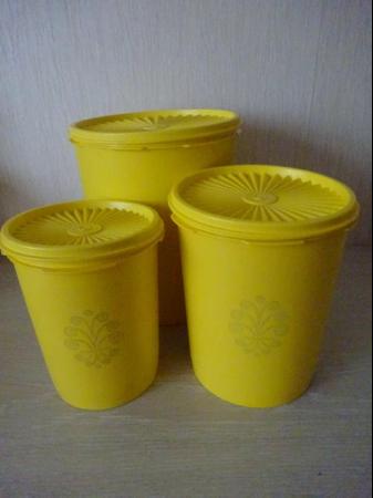 Image 3 of FOUR YELLOW TUPPERWARE STORAGE CONTAINERS-EXCELLENT