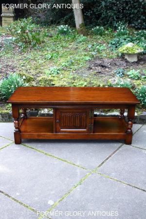 Image 12 of OLD CHARM LIGHT OAK LONG WINE COFFEE TABLE CABINET TV STAND
