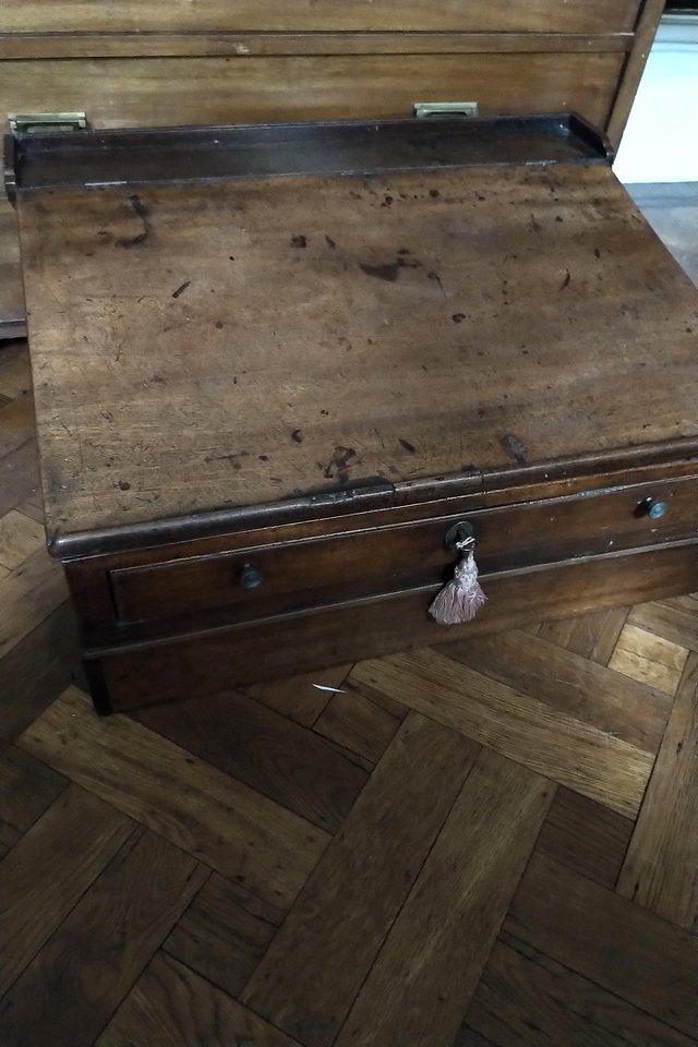 Preview of the first image of Fine Antique Oak Sloping Clerks Writing Desk.