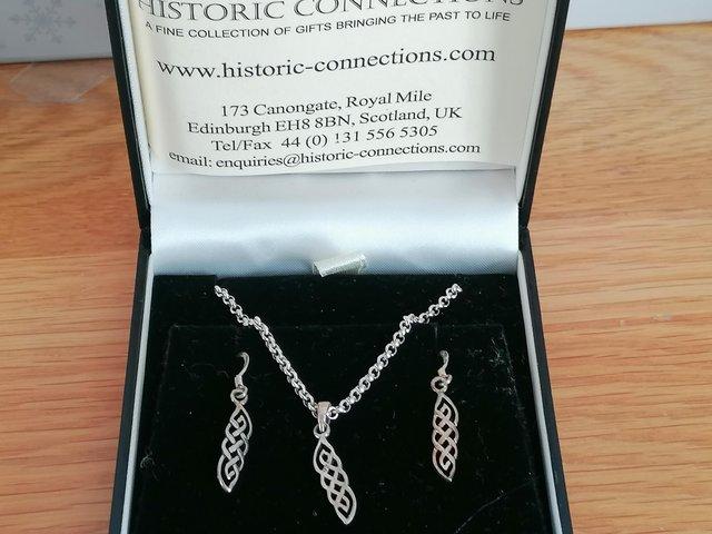 Preview of the first image of Sterling Silver Pendant necklace and earrings.
