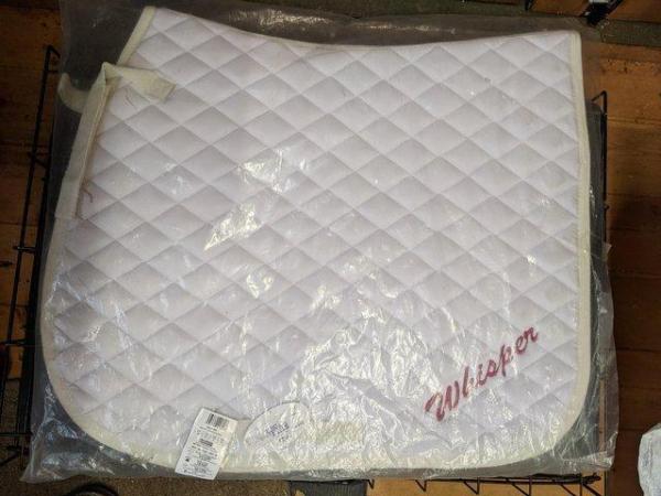 Image 3 of Full White Saddle Pad Embroidered WHISPER