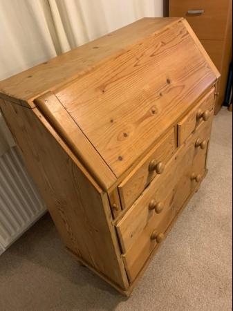 Image 1 of Bureau, Victorian Pine, Antique, Great Upcycle project.