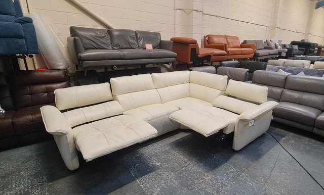 Image 14 of Cadenza light cream leather electric recliner corner sofa