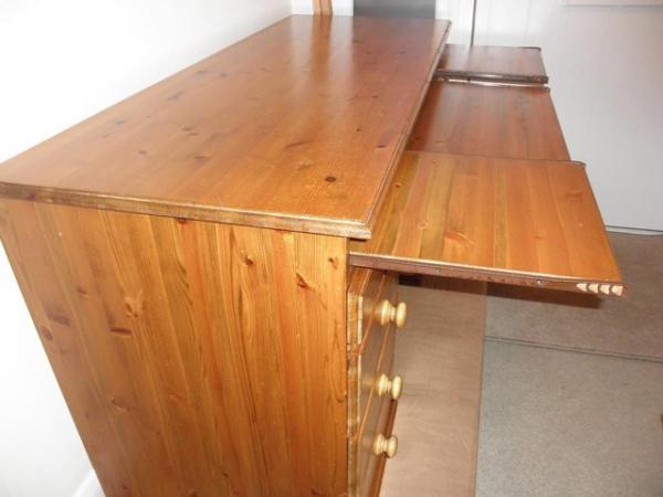 Image 2 of Solid Pine (Kneehole) Pedestal Desk