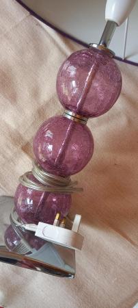 Image 3 of Marks & Spencer purple glass ball lamp n shade