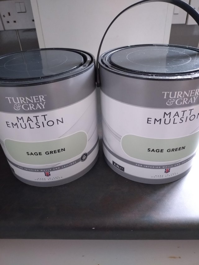 Preview of the first image of Paint tins sage green colour.