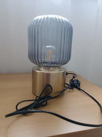 Image 3 of SOLKLINT Table lamp, brass/grey clear glass, 28 cm