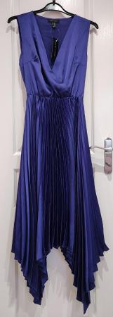 Image 2 of New Look Purple Occasion Satin Pleated Dress UK 12