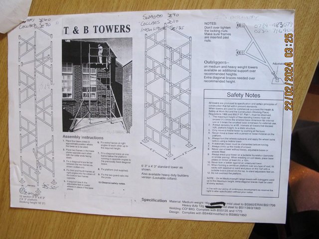 Preview of the first image of 6 Sections of a T & B Scaffolding Tower.