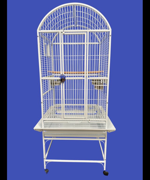 Preview of the first image of Parrot-Supplies Michigan Dome Top Parrot Cage White.