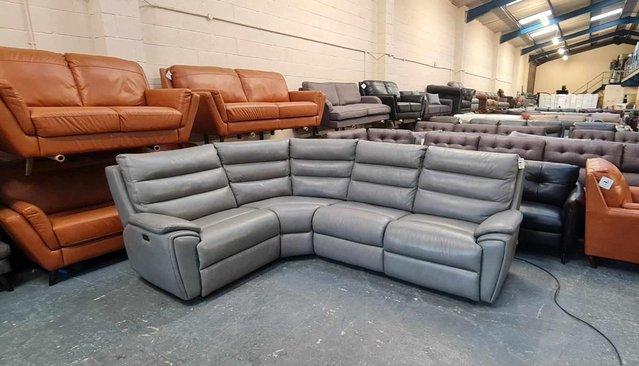 Image 1 of La-z-boy Winslow grey leather electric recliner corner sofa