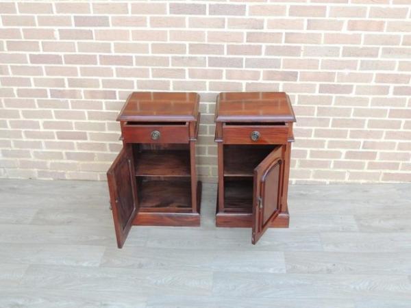 Image 4 of Pair of Mahogany Tall Bedside Cabinets (UK Delivery)
